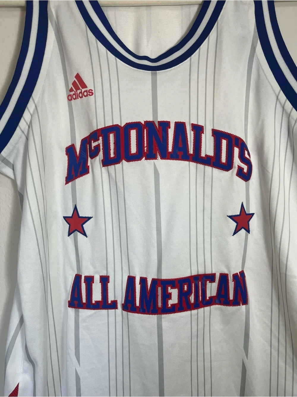 adidas White Red Blue McDonald's All American Basketball Jersey